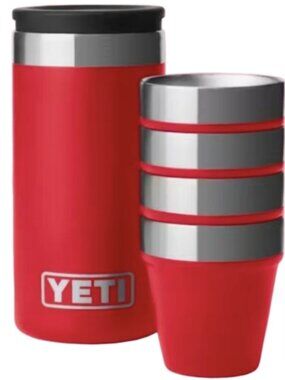 Yeti Shot Glasses Set In Rescue Red NEW